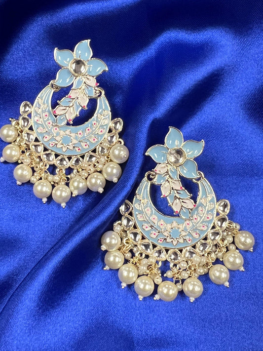 Light blue earrings | chandbali - Kurti Connection USA