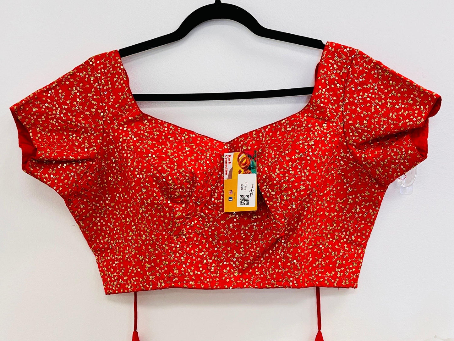 Party wear silk blouse | Red blouse - Kurti Connection USA
