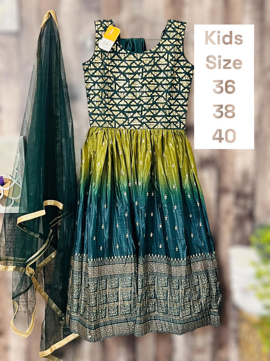 Dola Silk long dress for teenagers - Kurti Connection USA
