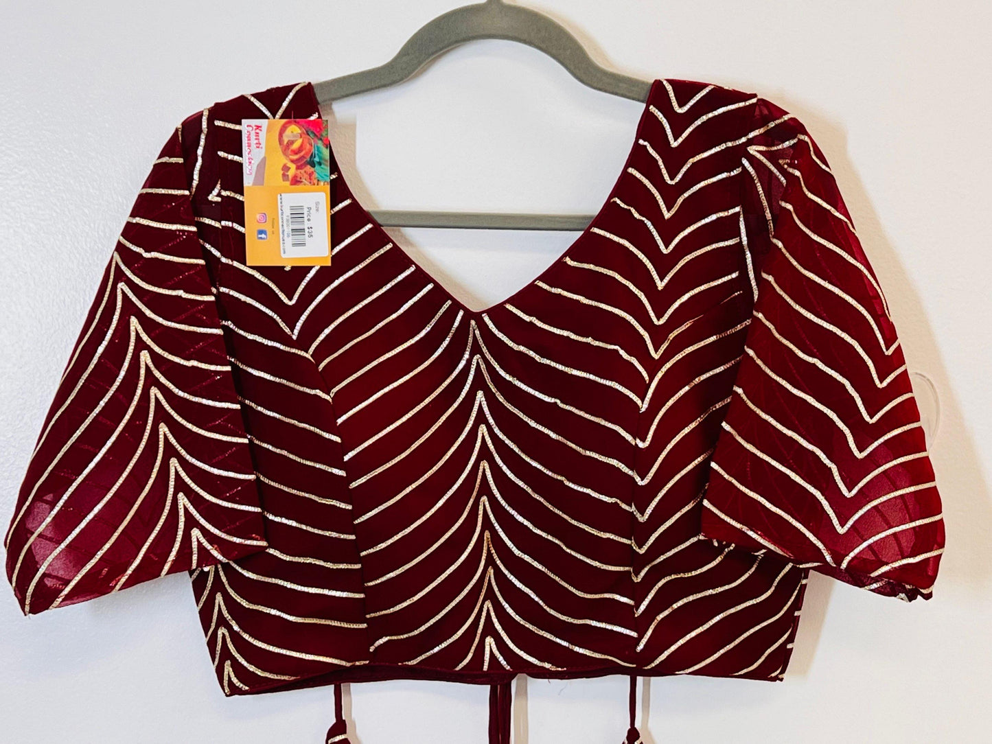 Georgette blouse with gota patti - Kurti Connection USA