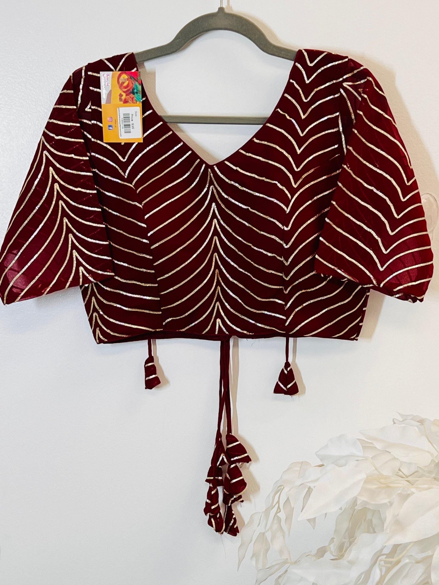 Georgette blouse with gota patti - Kurti Connection USA