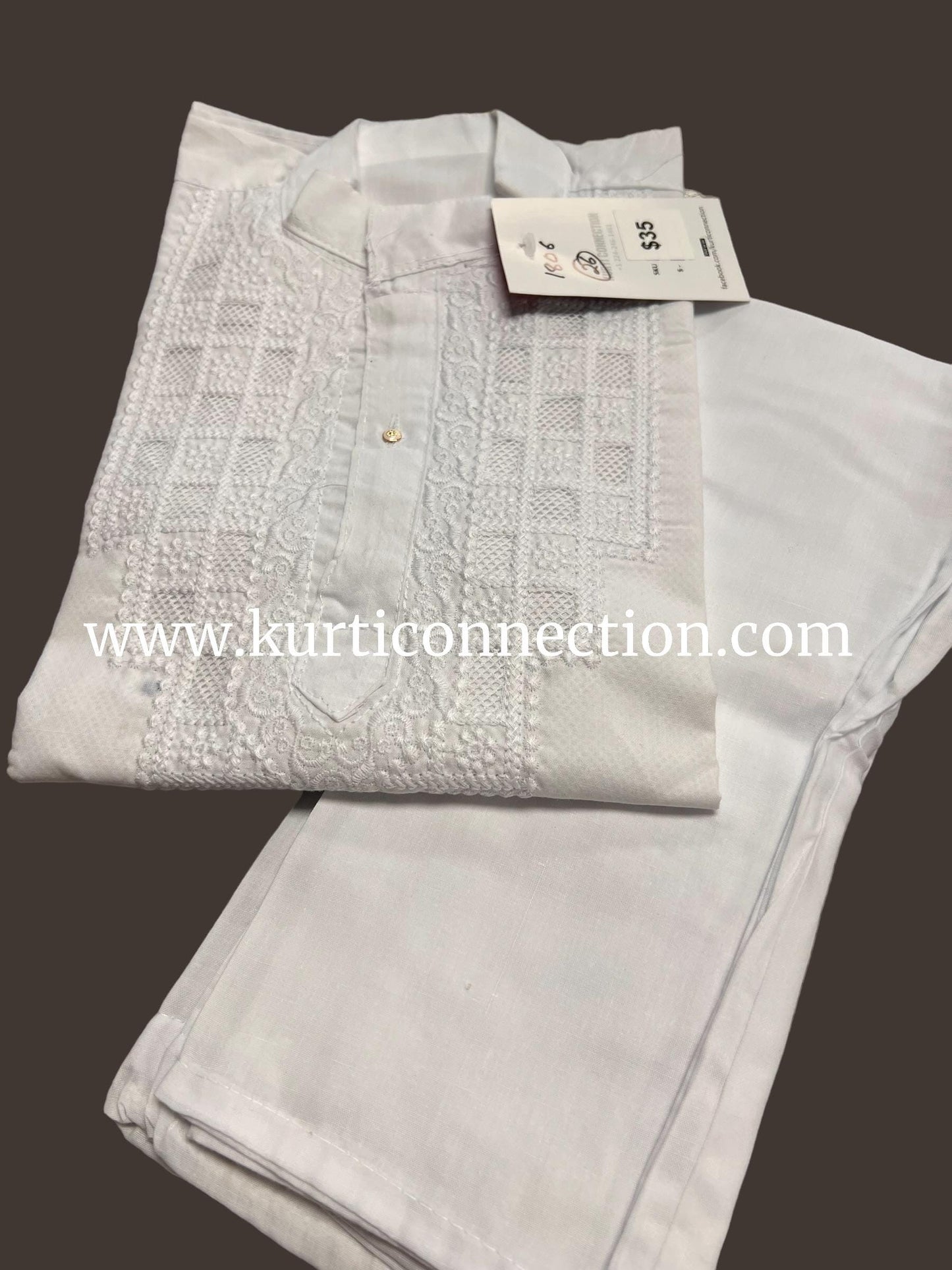 White kurta pajaama for boys - Kurti Connection USA