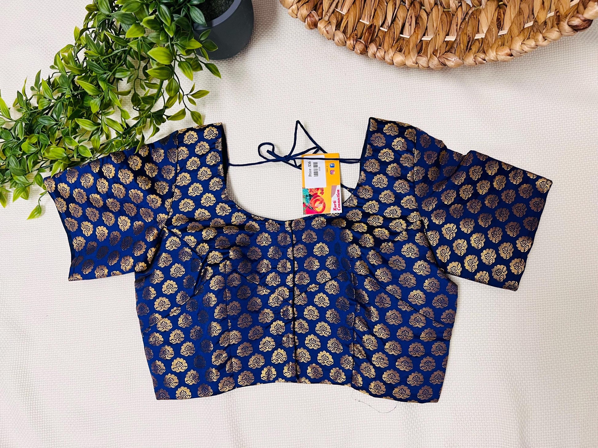 Navy blue Blouse | front hooks - Kurti Connection USA