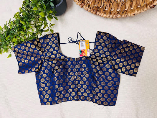 Navy blue Blouse | front hooks - Kurti Connection USA