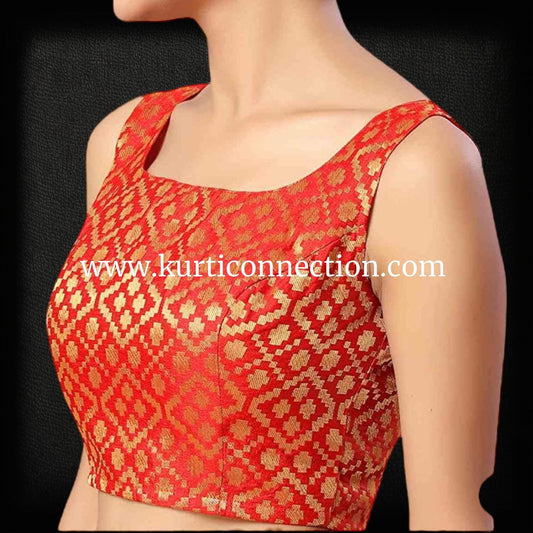 Red Sleeveless blouse - Kurti Connection USA