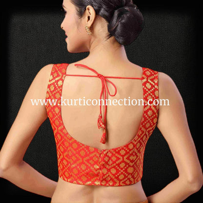 Red Sleeveless blouse - Kurti Connection USA