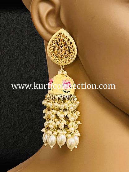 Long jhumki : light yellow - Kurti Connection USA