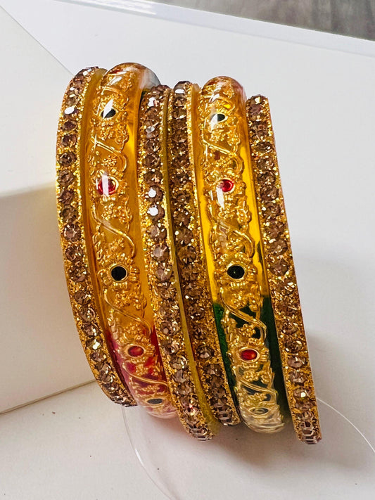 Multi color stone bangles - Kurti Connection USA