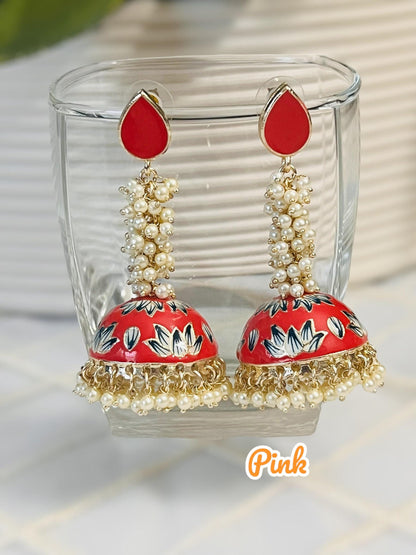 Meenakari jhumki, long jhumki - Kurti Connection USA