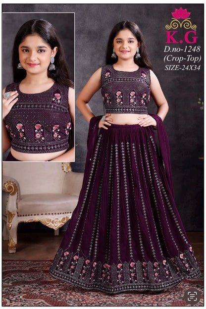 Chiffon lehenga Choli set for kids/ girls - Kurti Connection USA
