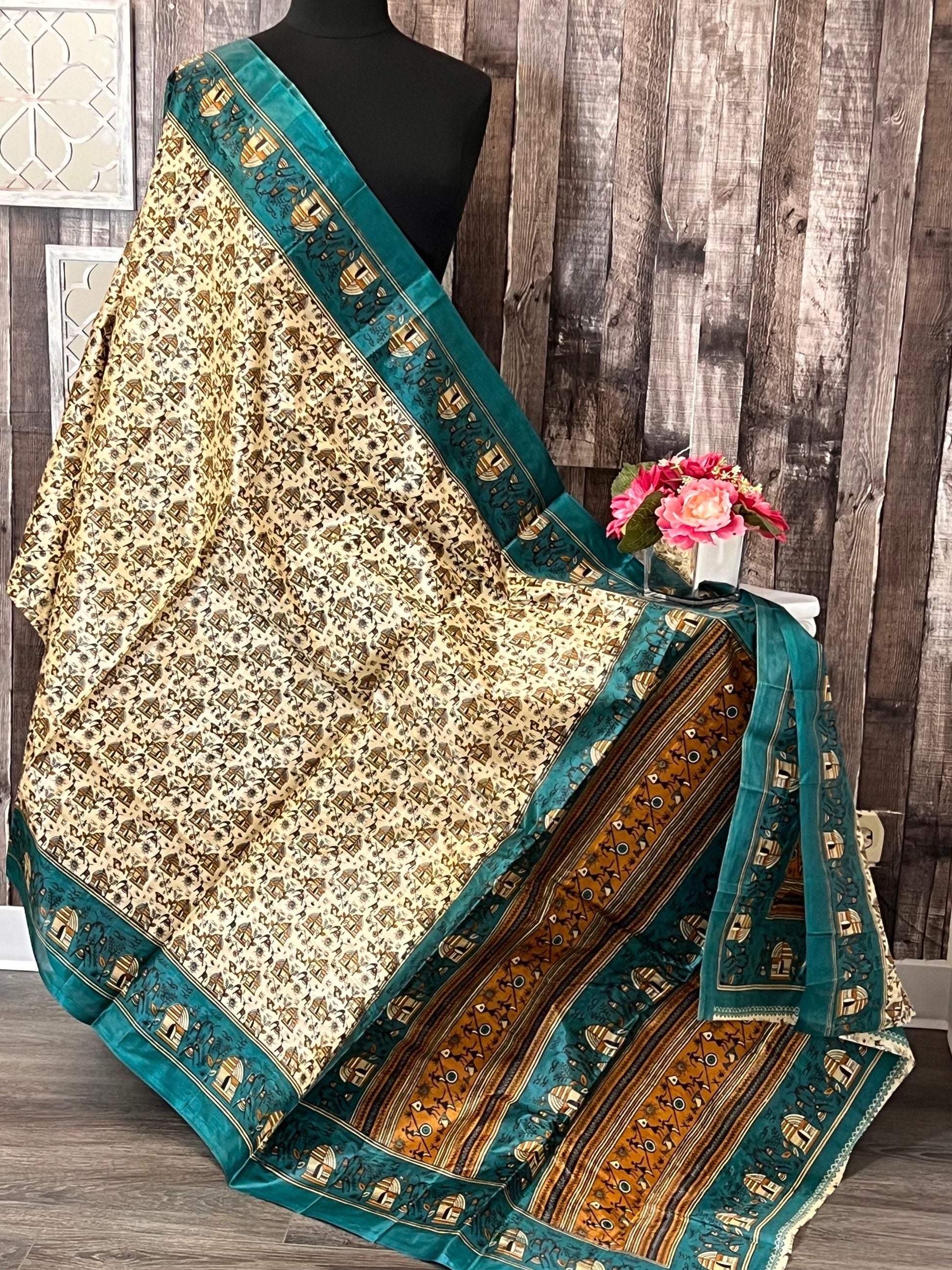 Printed silk saree - Kurti Connection USA