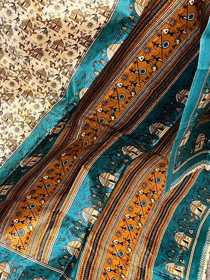 Printed silk saree - Kurti Connection USA