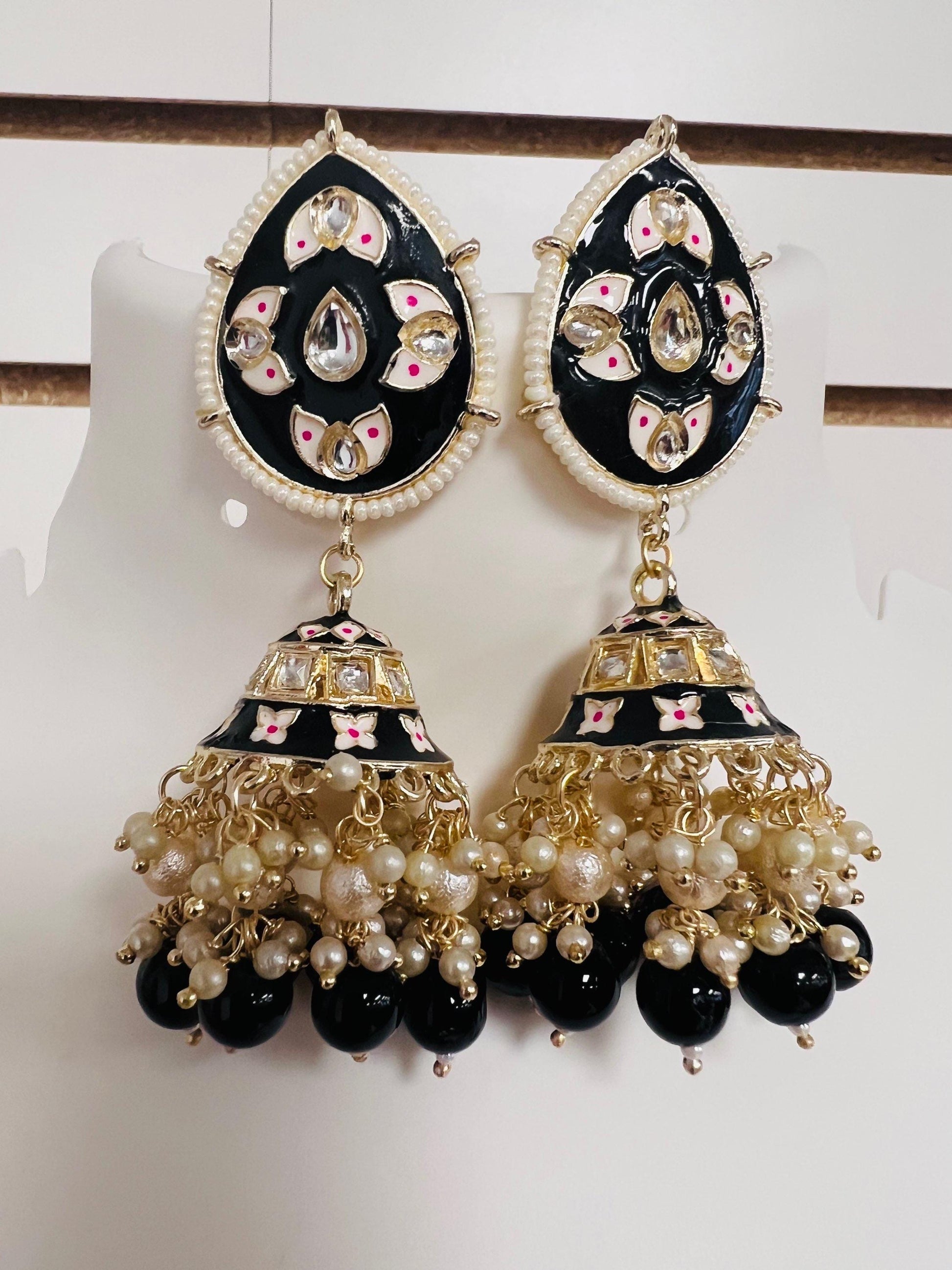 Meenakari jhumki earrings - Kurti Connection USA
