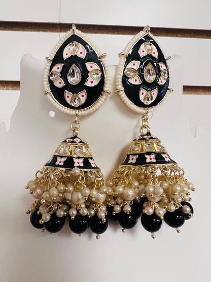 Meenakari jhumki earrings - Kurti Connection USA