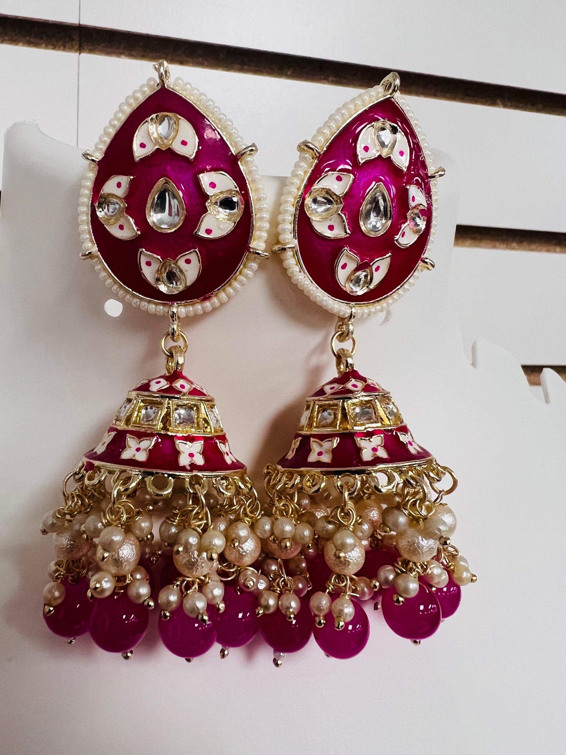 Meenakari jhumki earrings - Kurti Connection USA