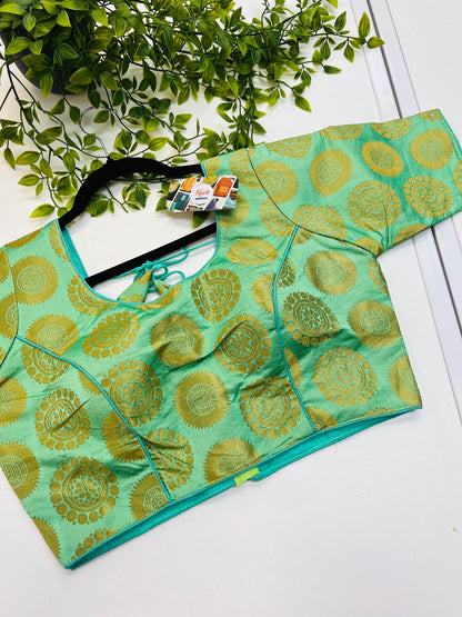 Jacquard silk blouse - Kurti Connection USA