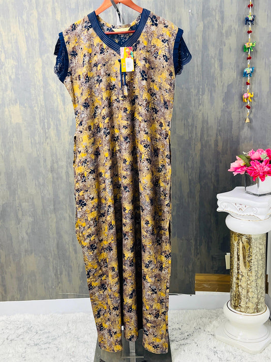 Short sleeves nighty | rayon nighty - Kurti Connection USA