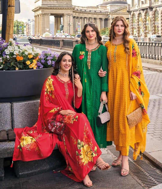 Alamzeb | chinon silk long kurtis - Kurti Connection USA