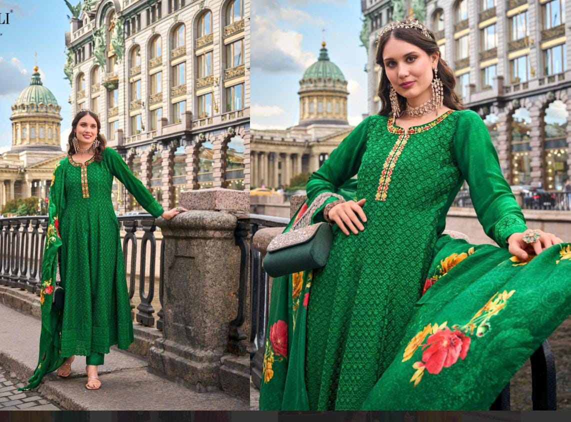 Alamzeb | chinon silk long kurtis - Kurti Connection USA