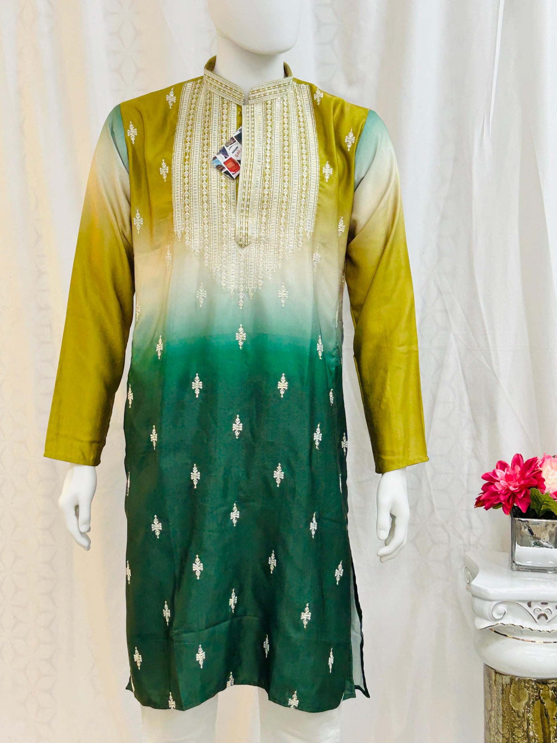 Dual shade Kurta pajama set - Kurti Connection USA