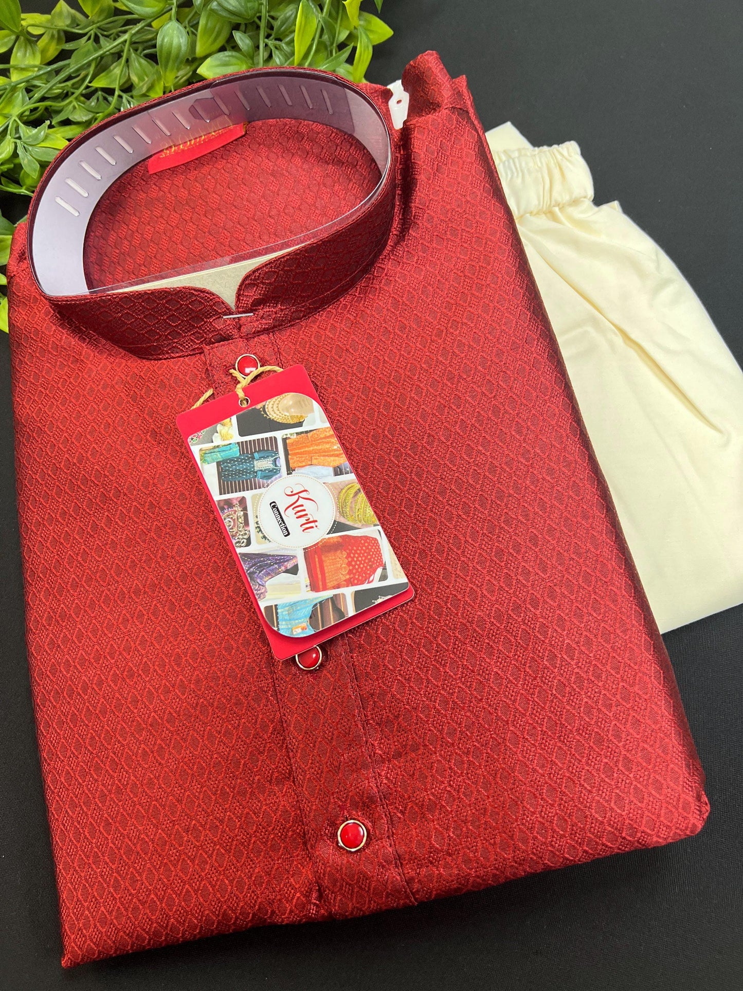 HTM Maroon silk kurta 38 - Kurti Connection USA