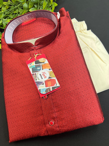 HTM Maroon silk kurta 38 - Kurti Connection USA