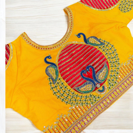 Silk heavy party wear blouse - Kurti Connection USA