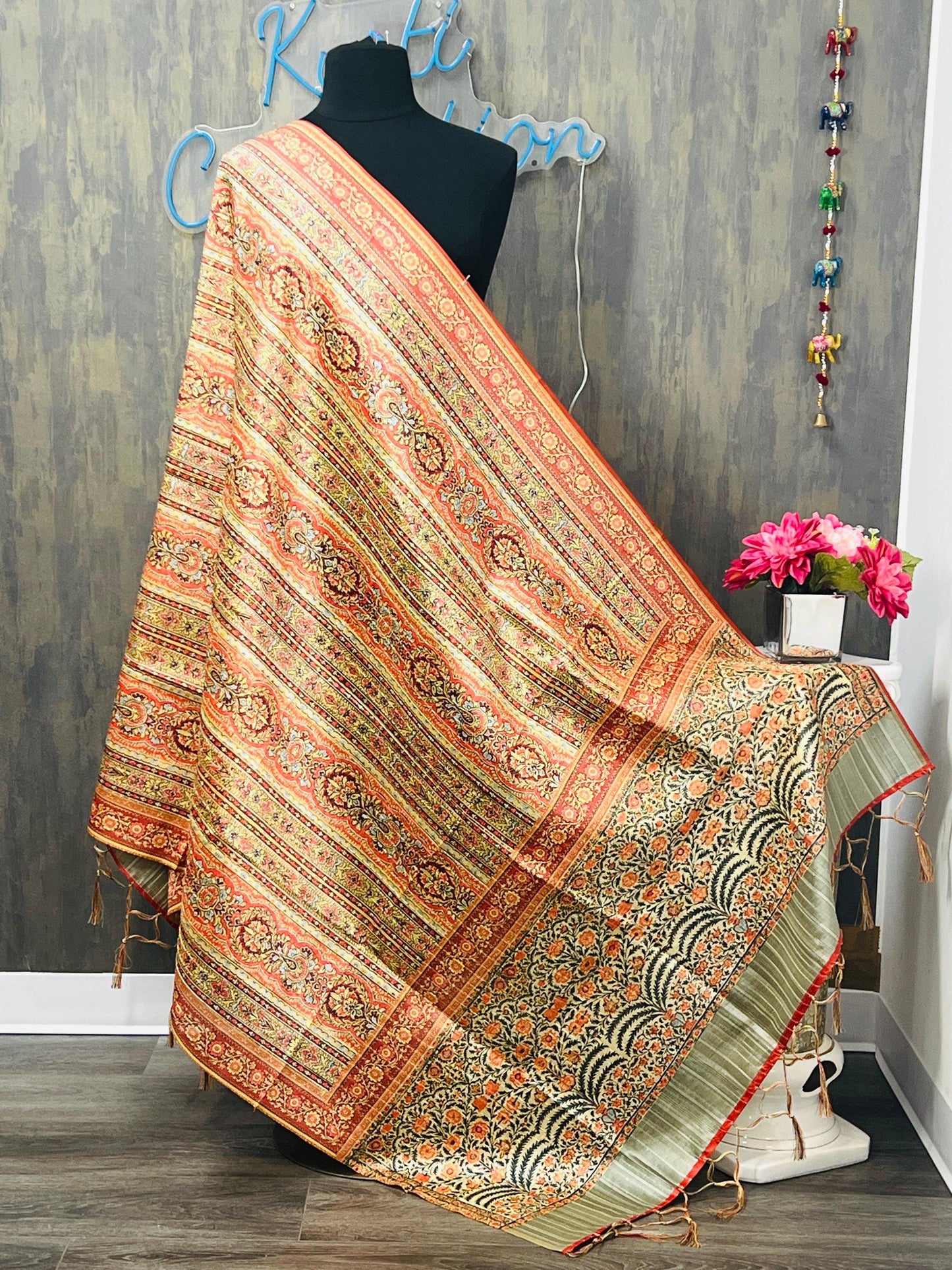 Digital print silk dupatta - Kurti Connection USA