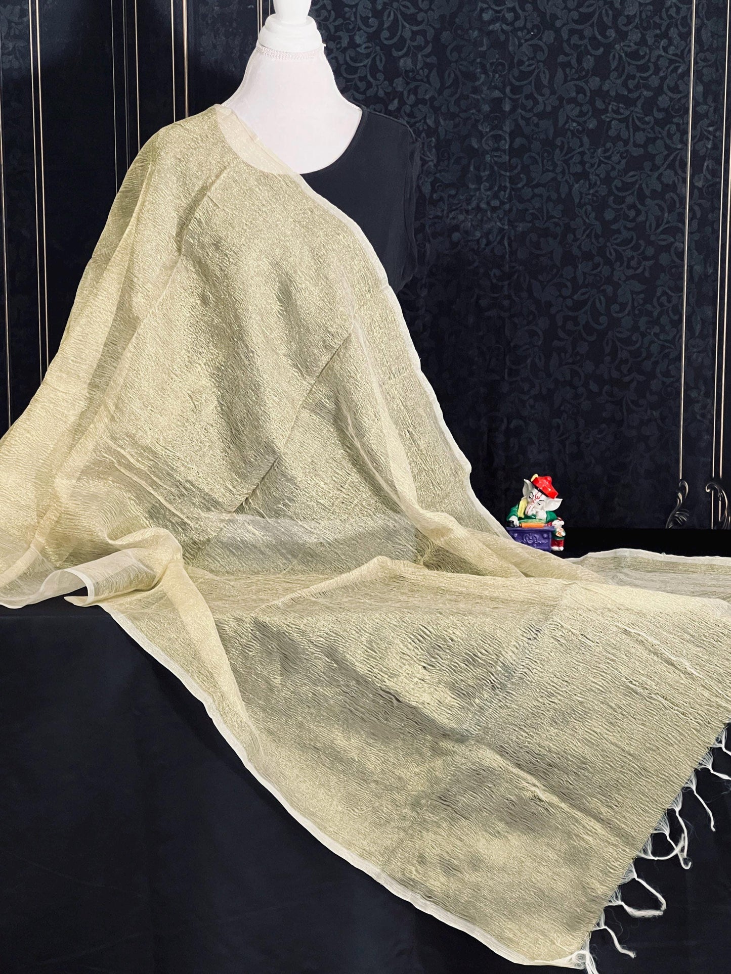Pure tissue golden dupatta - Kurti Connection USA