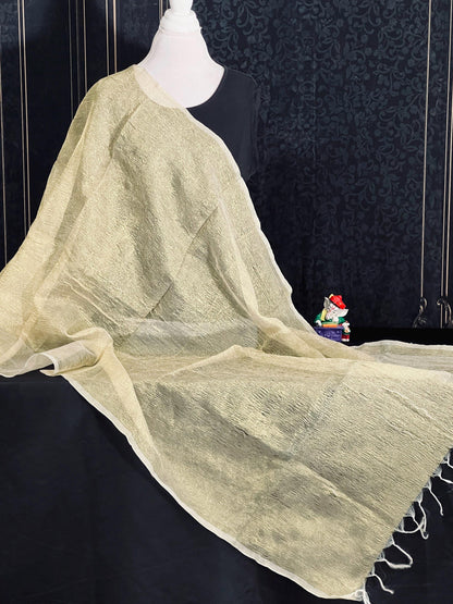 Pure tissue golden dupatta - Kurti Connection USA