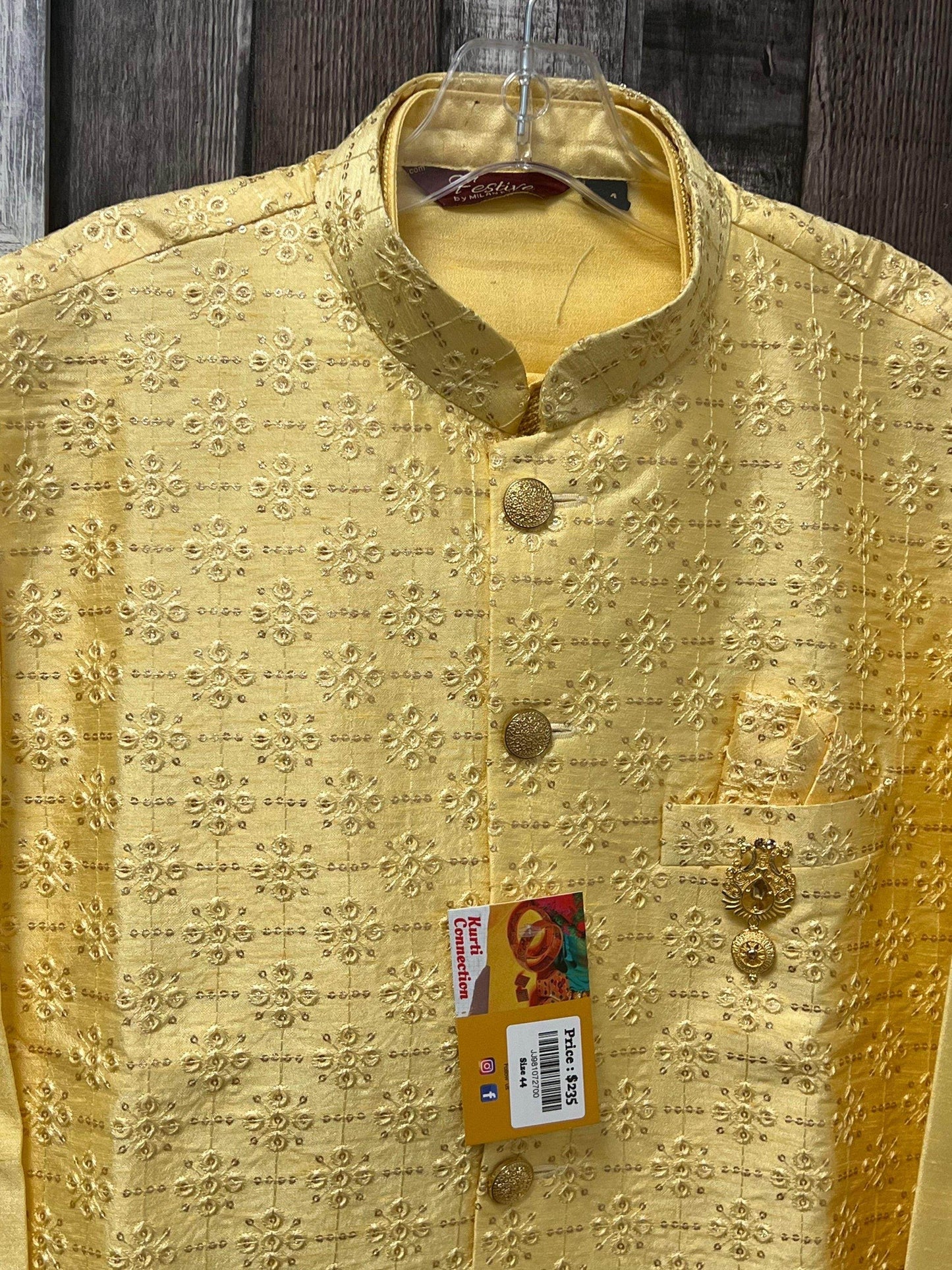 Silk kurta set with jacket - Kurti Connection USA