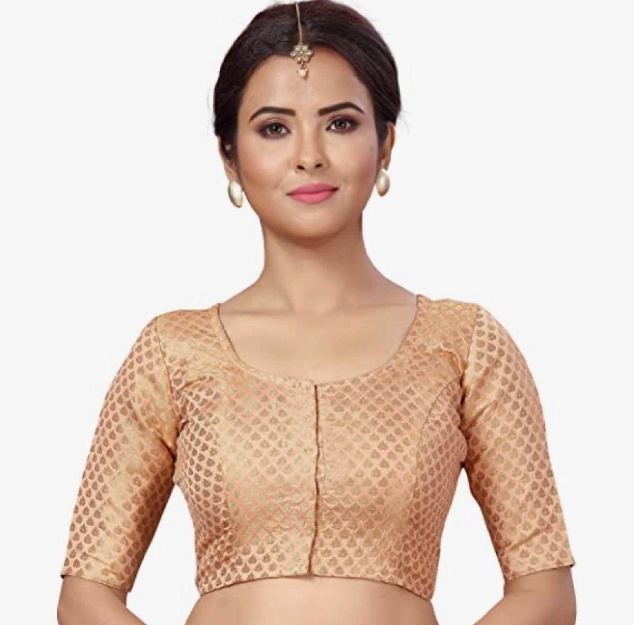 Silk blouse | light peach - Kurti Connection USA