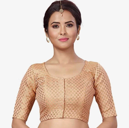 Silk blouse | light peach - Kurti Connection USA