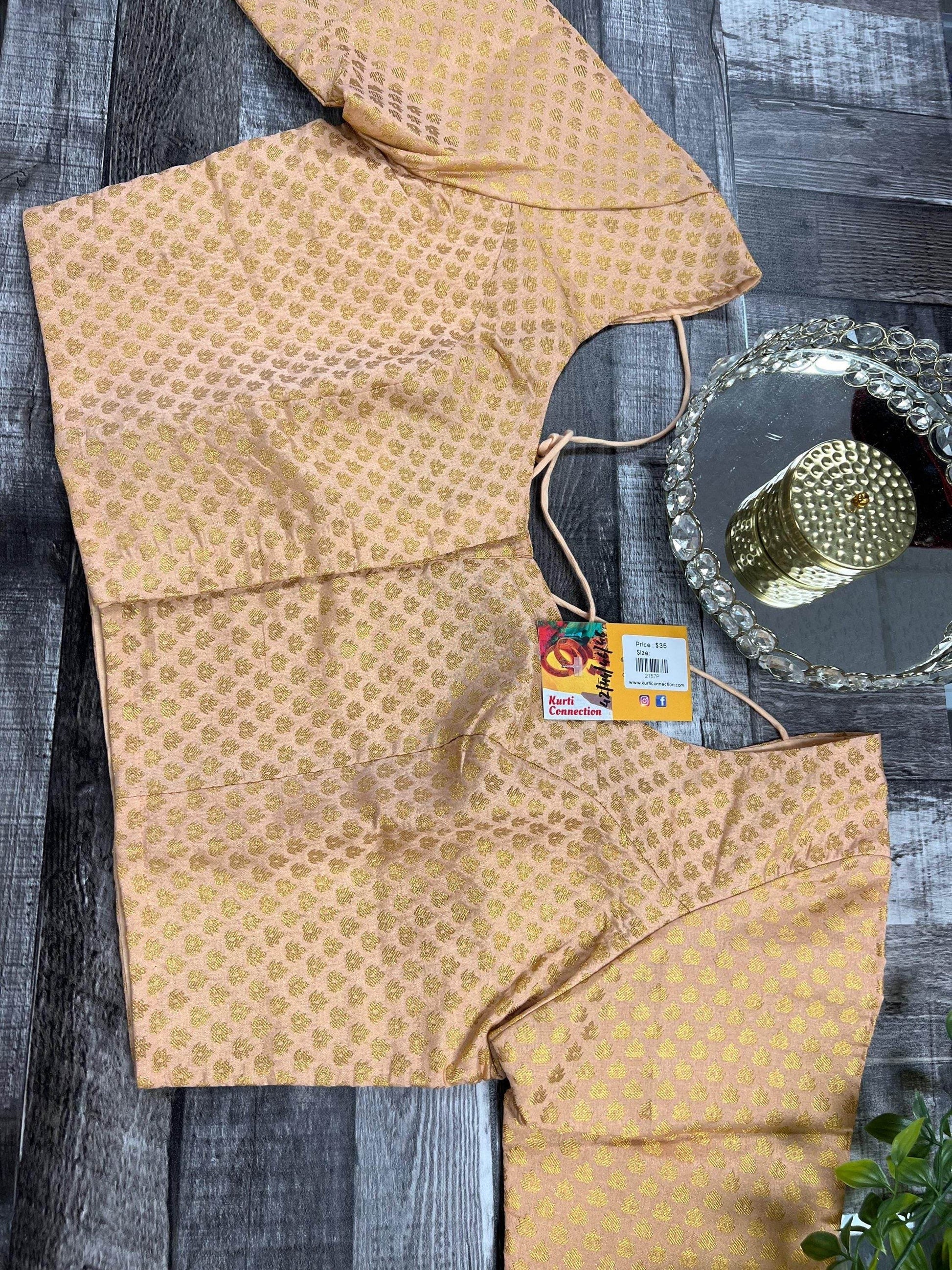 Silk blouse | light peach - Kurti Connection USA