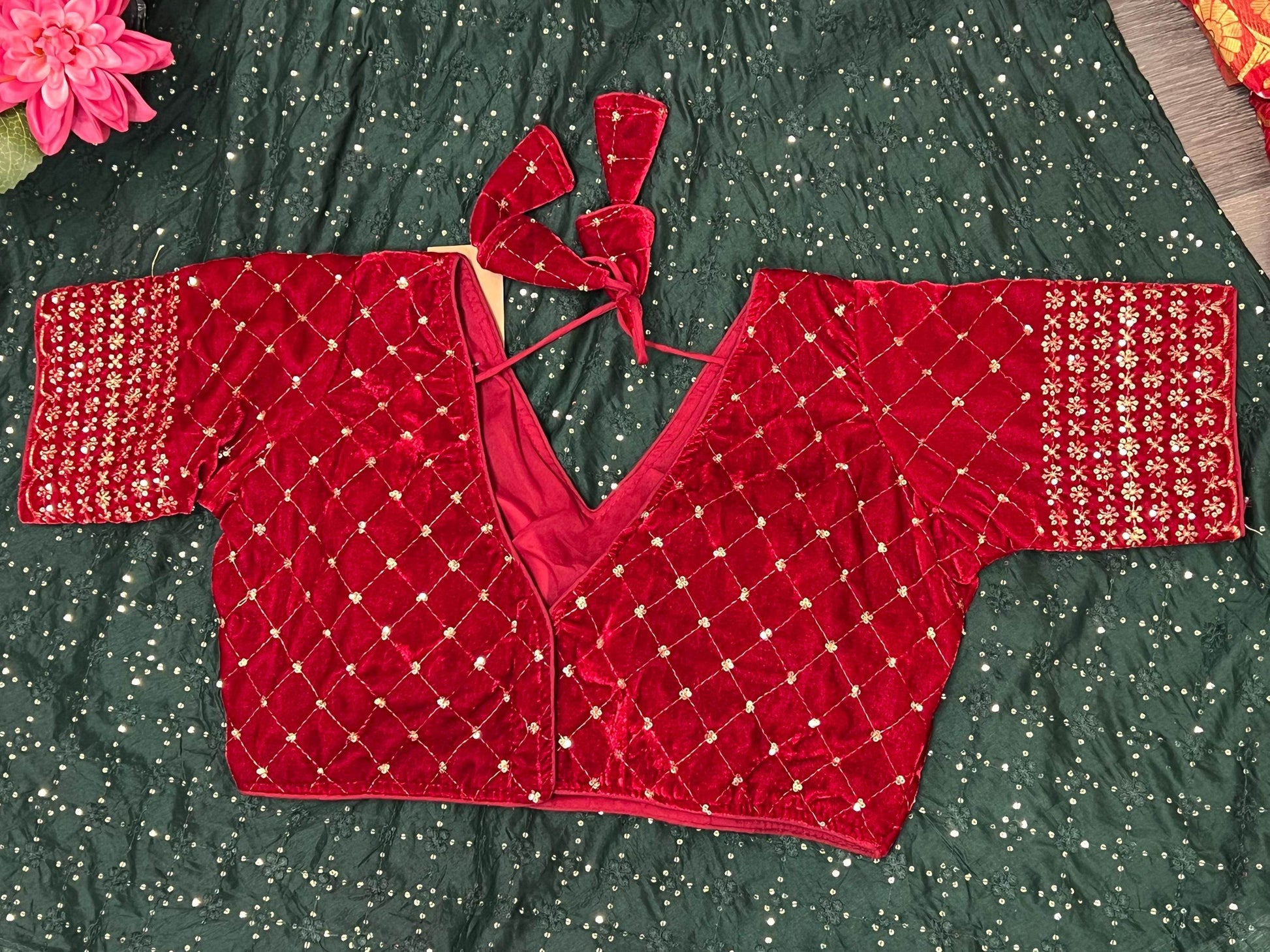 velvet blouse - Kurti Connection USA