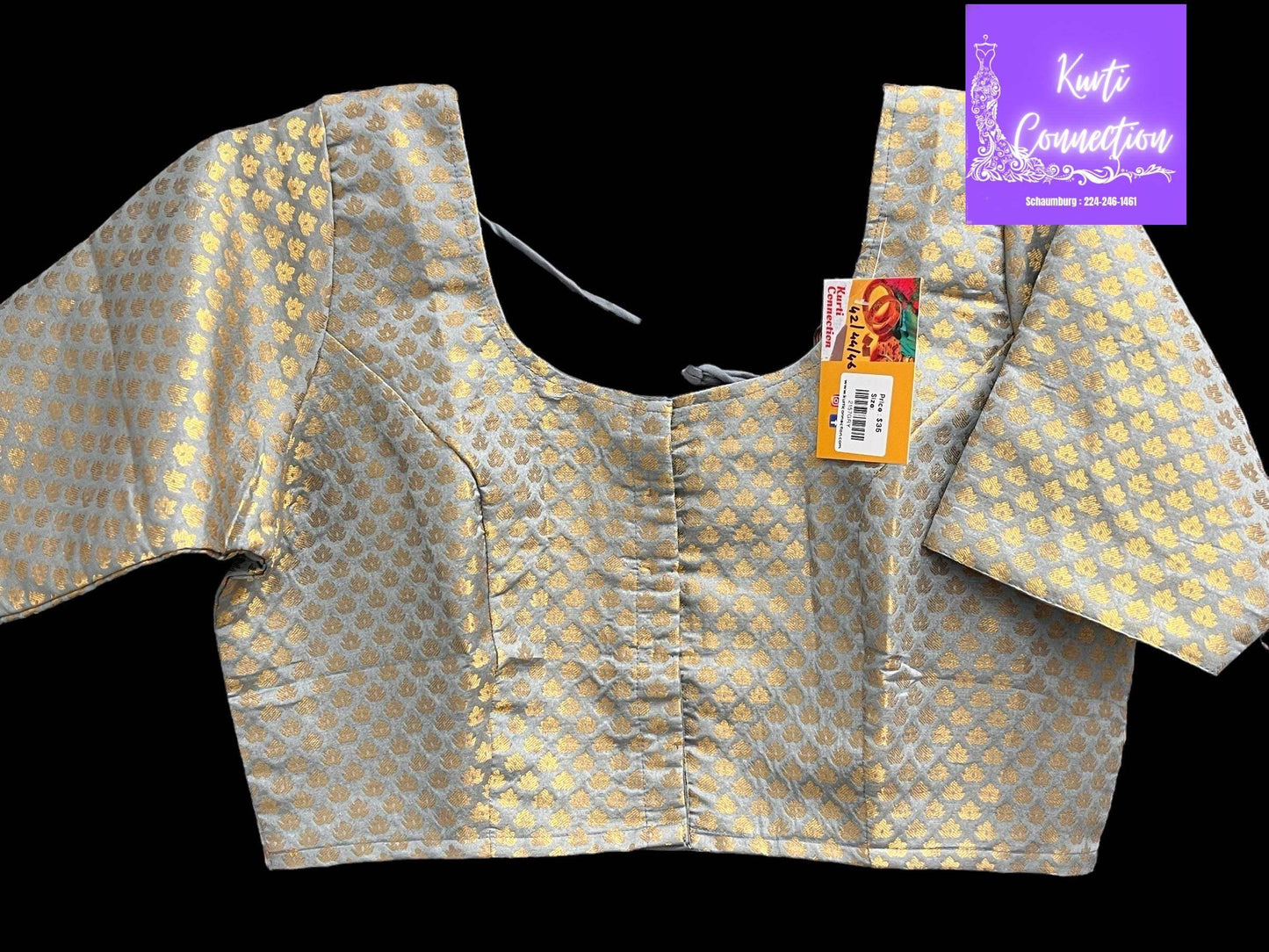 Silk blouse : grey - Kurti Connection USA