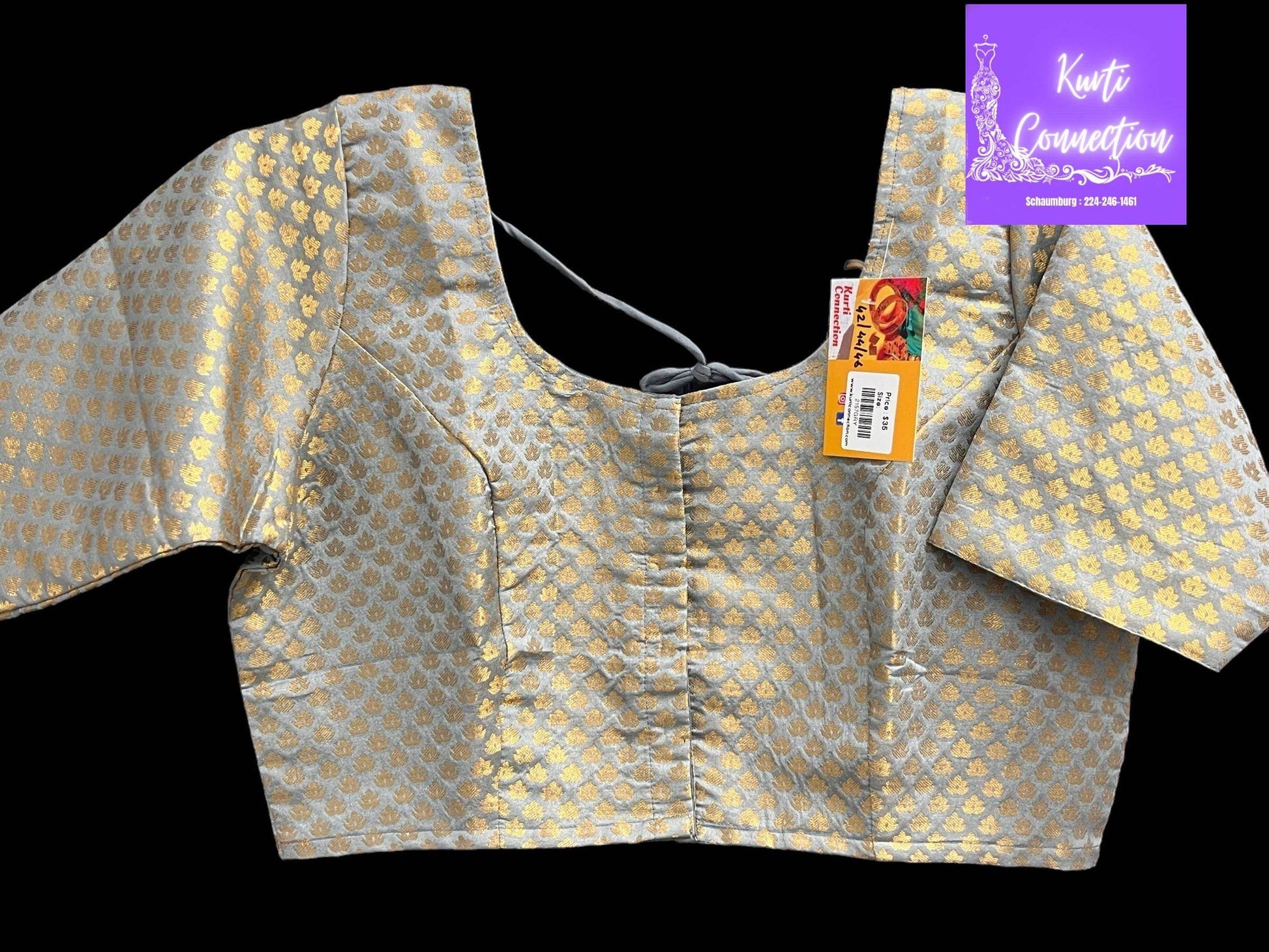 Silk blouse : grey - Kurti Connection USA
