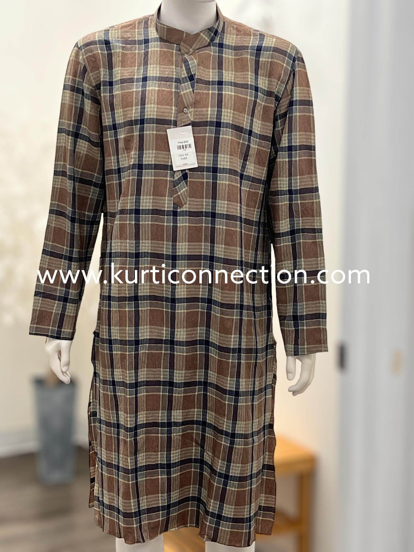 Check pattern Kurta (Pant not included ) - Kurti Connection USA