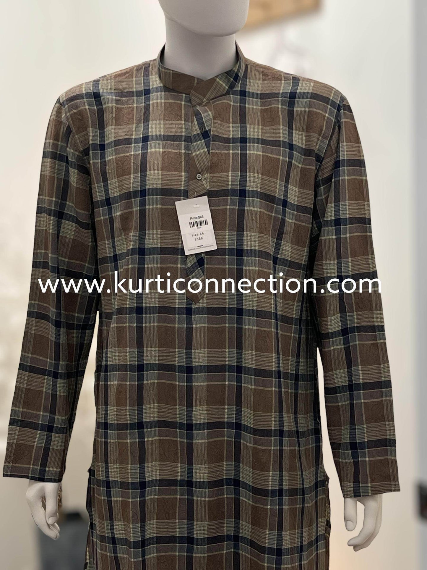 Check pattern Kurta (Pant not included ) - Kurti Connection USA
