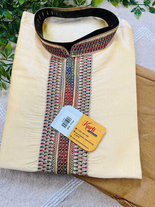 Silk kurta pajaama | mens kurta set - Kurti Connection USA