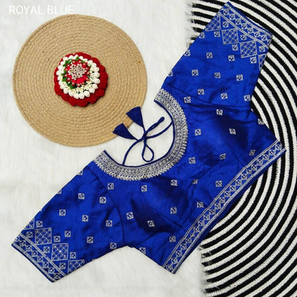 Silk blouses : Silver jari - Kurti Connection USA