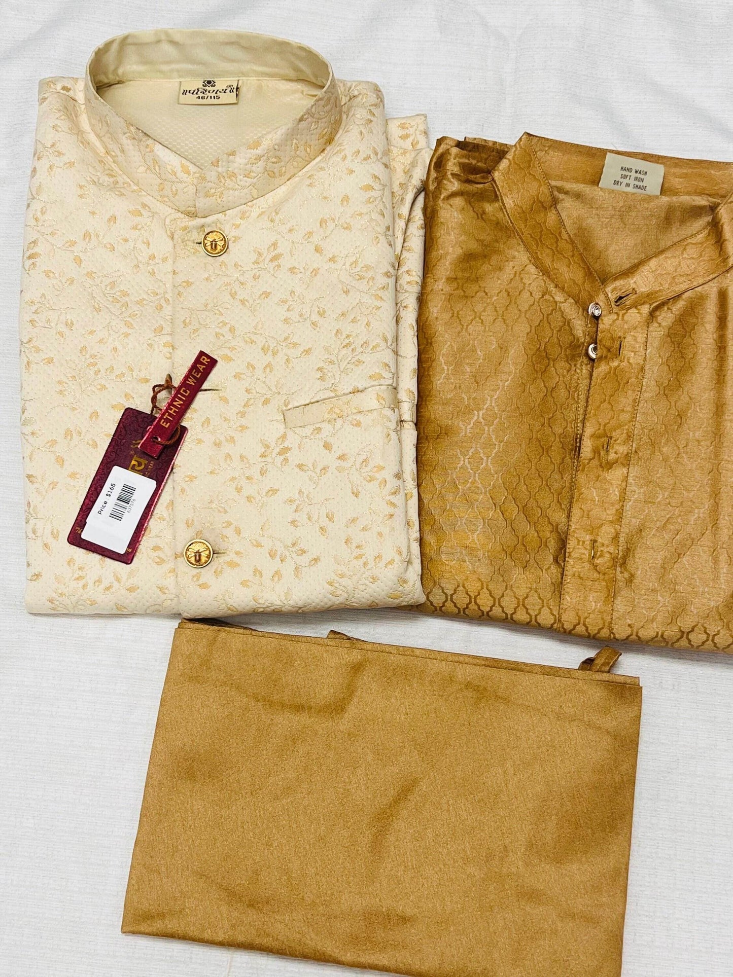 Silk kurta pajaama with jacket - Kurti Connection USA