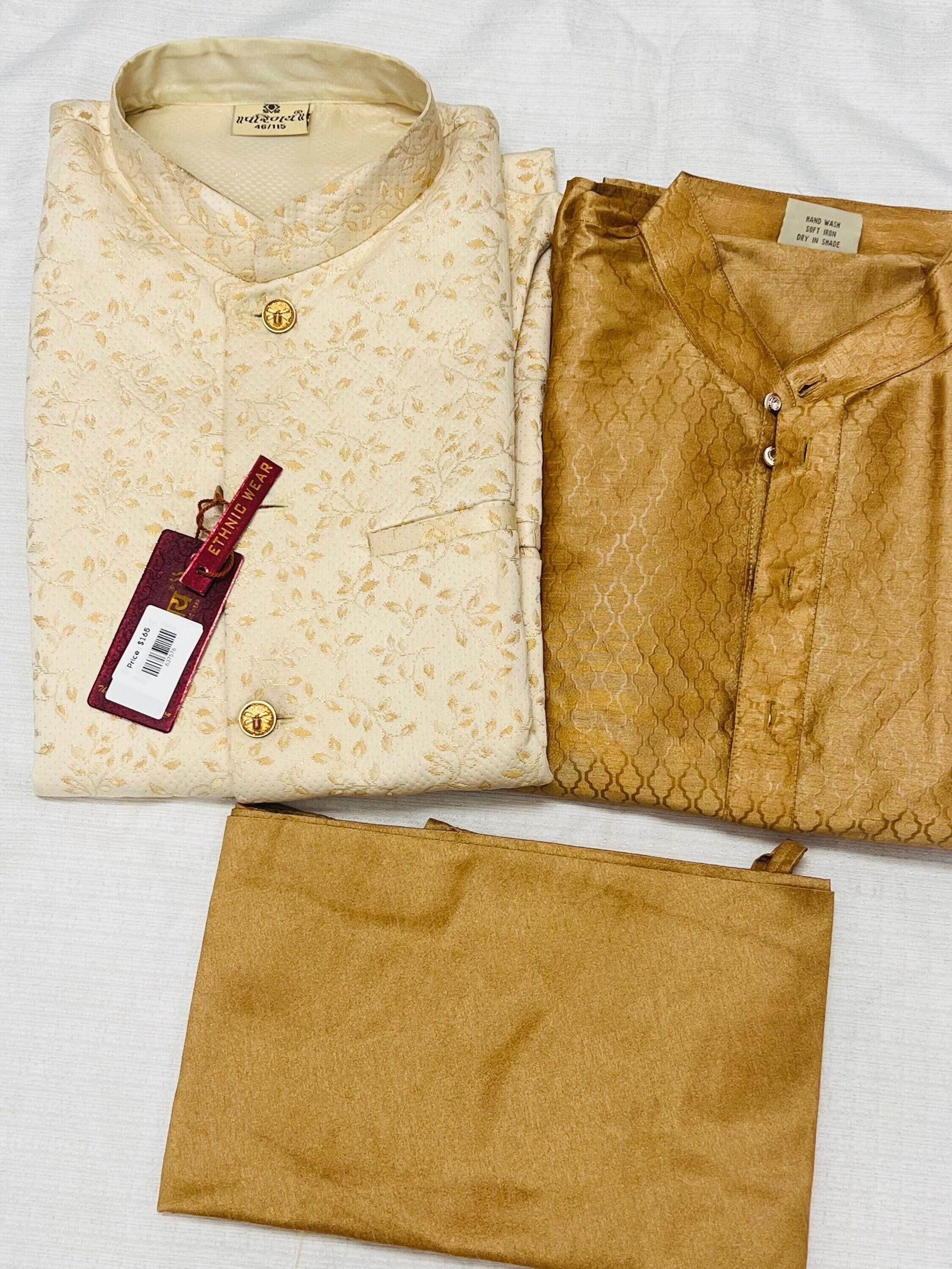 Silk kurta pajaama with jacket - Kurti Connection USA