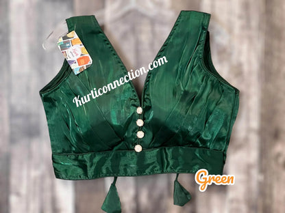 Satin silk blouse - Kurti Connection USA