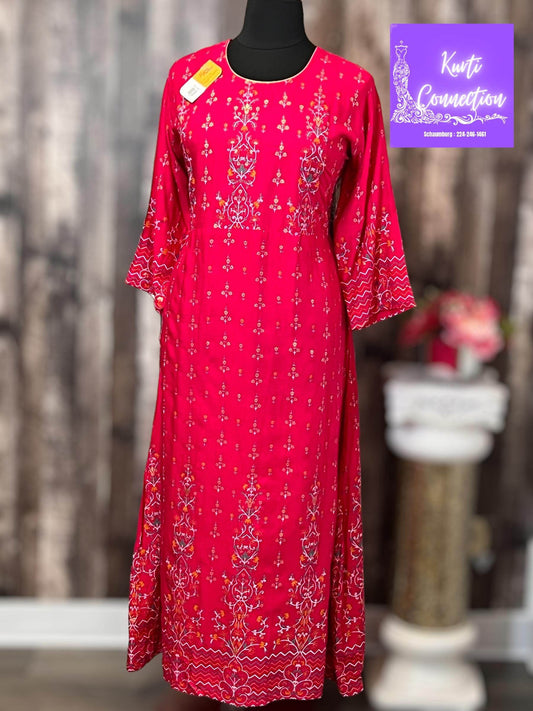 Rayon long kurti : plus size - Kurti Connection USA