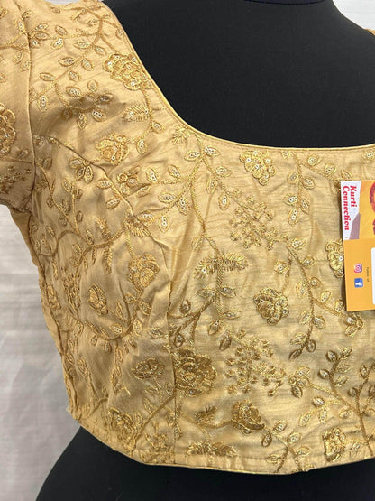 9102 embroidered raw silk blouse | readymade saree blouse - Kurti Connection USA