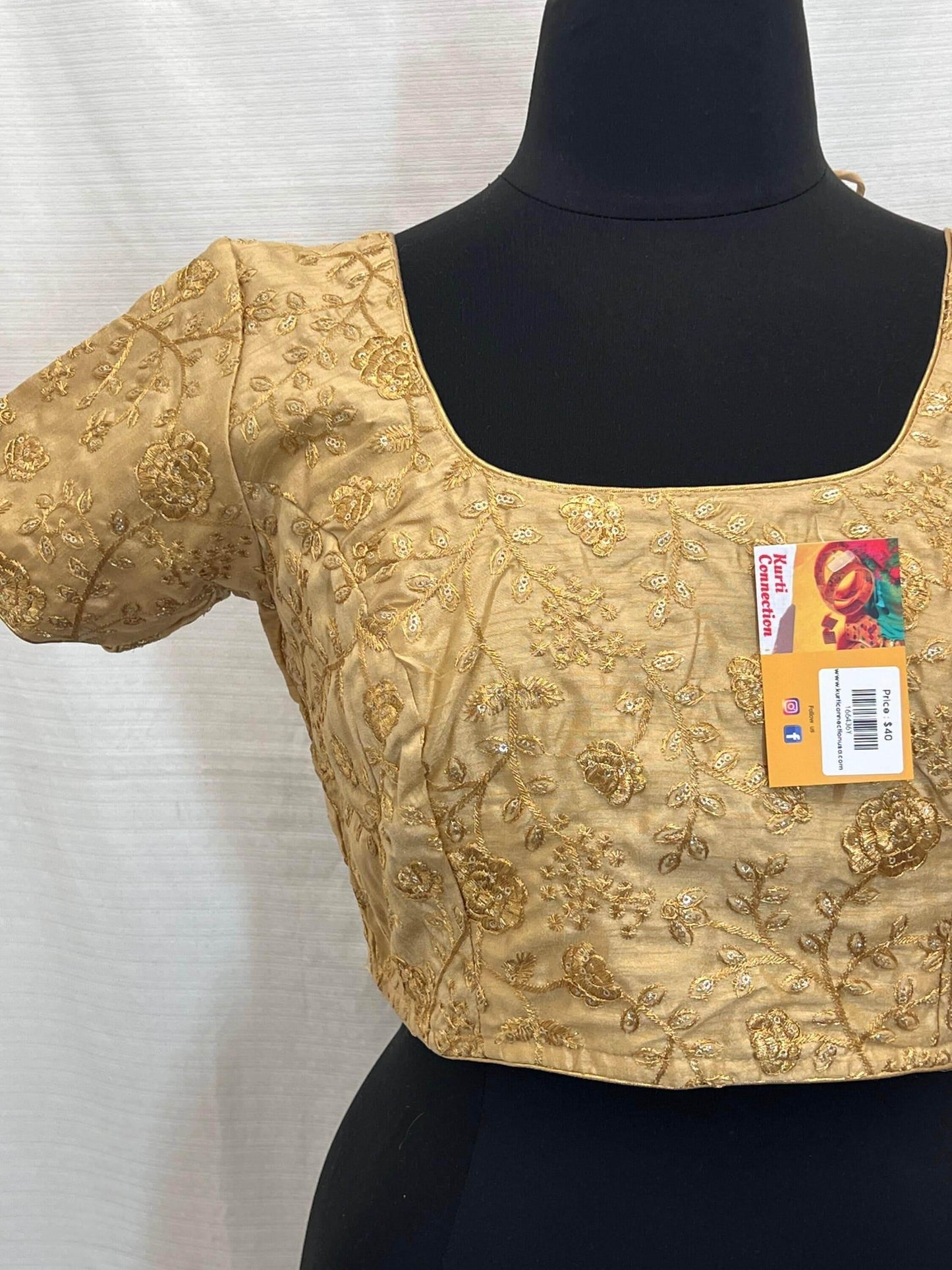 9102 embroidered raw silk blouse | readymade saree blouse - Kurti Connection USA