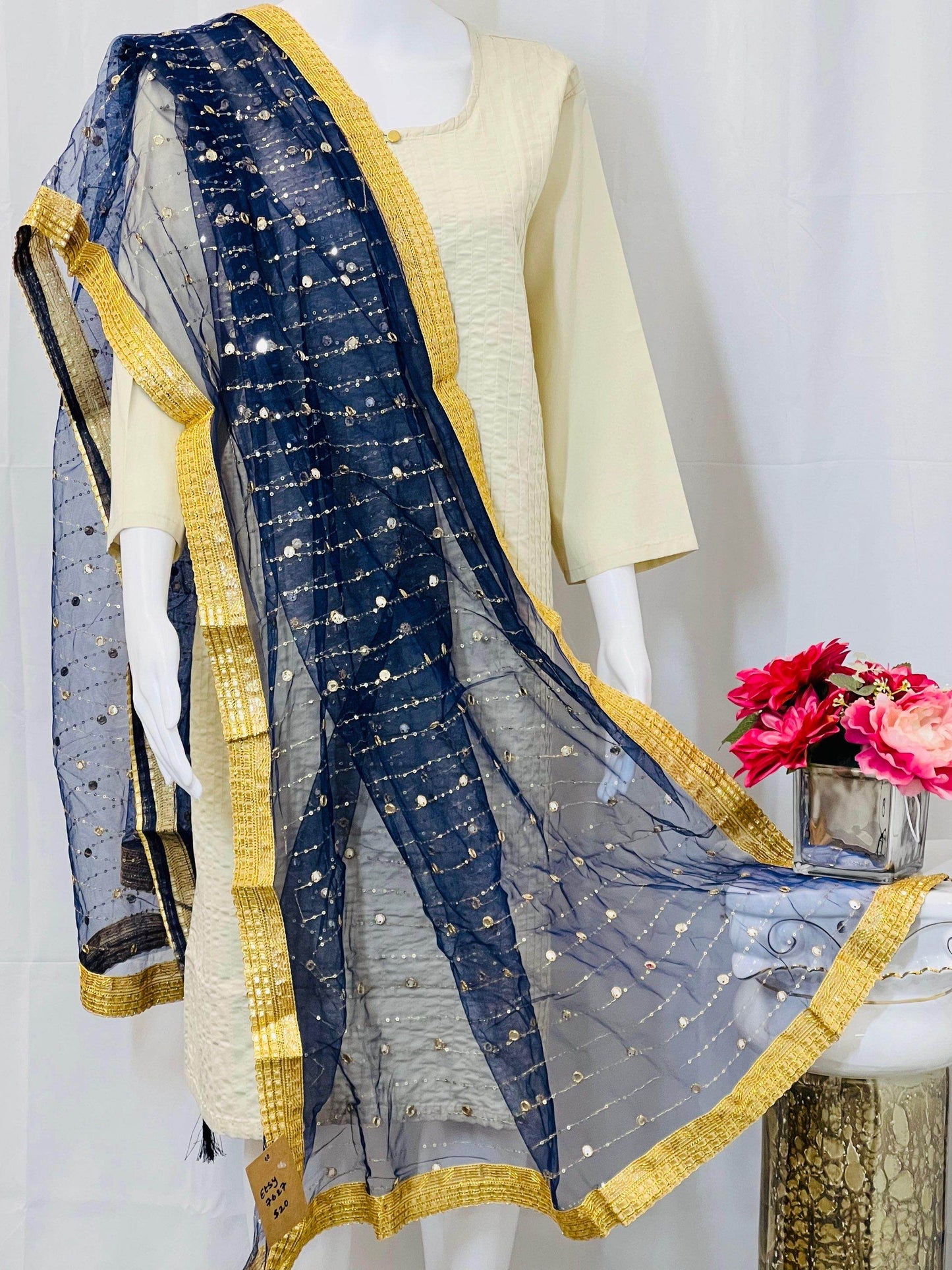 Mirror work dupatta - Kurti Connection USA