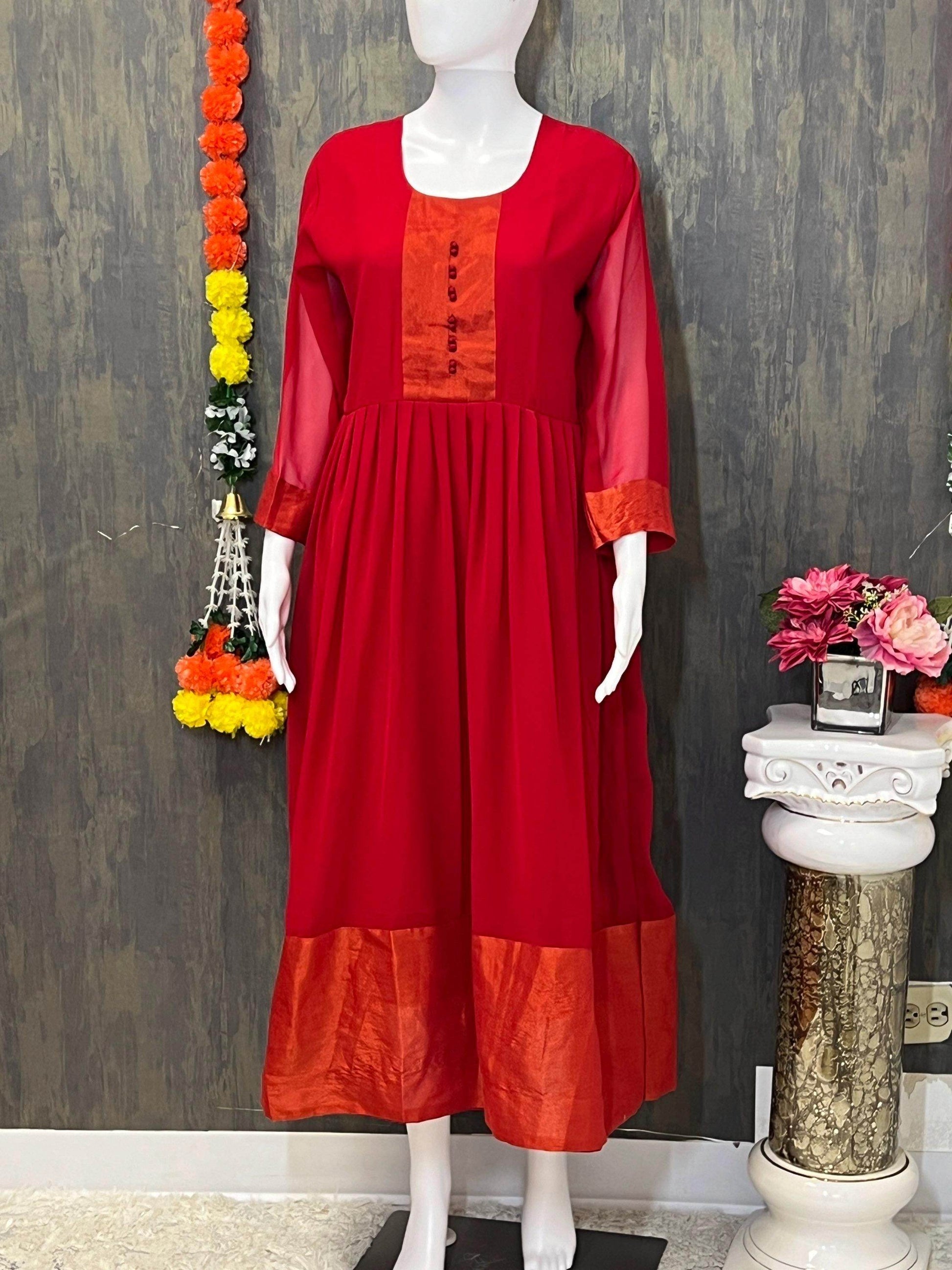 Georgette long kurti - Kurti Connection USA