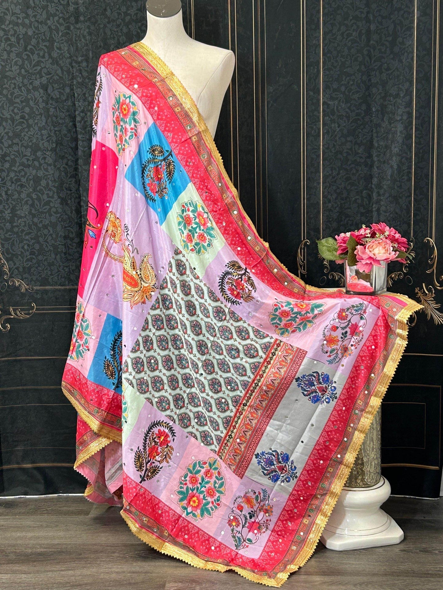 Multicolored Pakistani dupatta - Kurti Connection USA